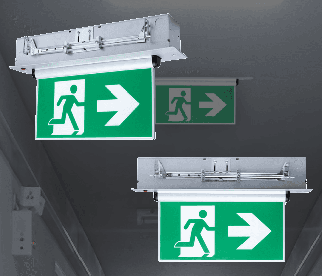 LED Edge Lit Running Man Signs | Battery Backup | Universal Mounting